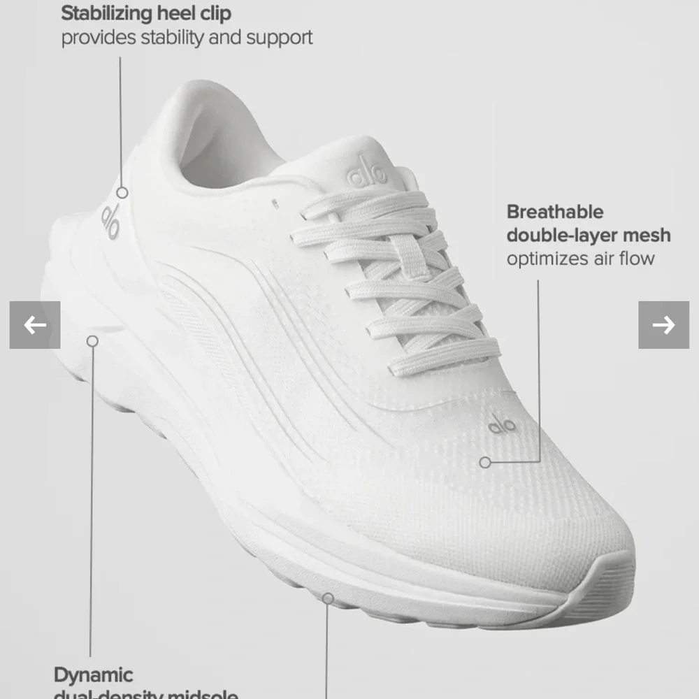 ALO Runner White Sneakers Womens Size 6.5 - Picture 16 of 16